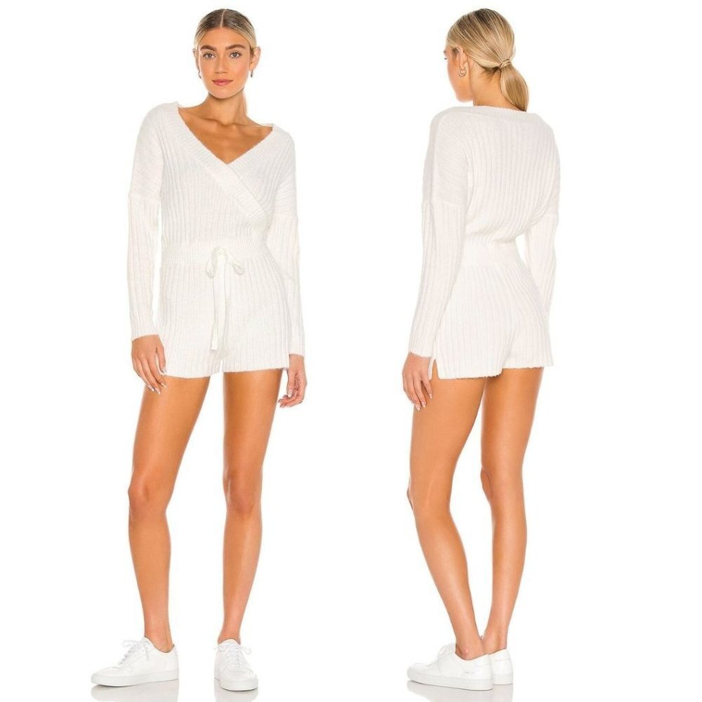 NEW Central Park West Acacia Romper Short Jumpsuit‎ Long Sleeve White Women XS